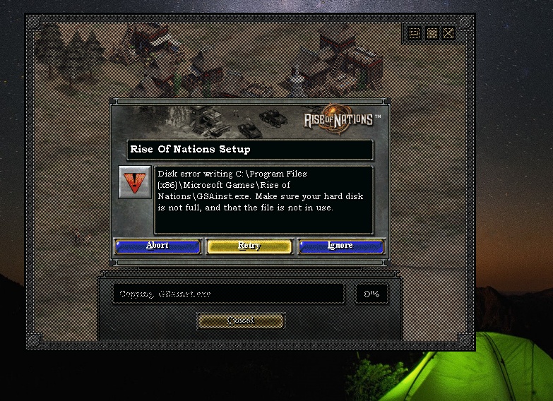 Ошибка rise of nations